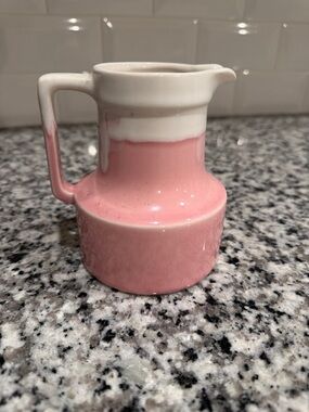 Vintage, stamped Japan Pink and White Ceramic Creamer Pitcher